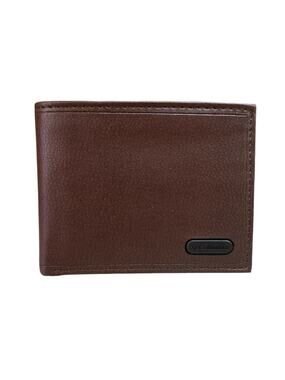 Columbia Wallet RFID Blocking Bifold Brown Coated Leather Credit Card Holder